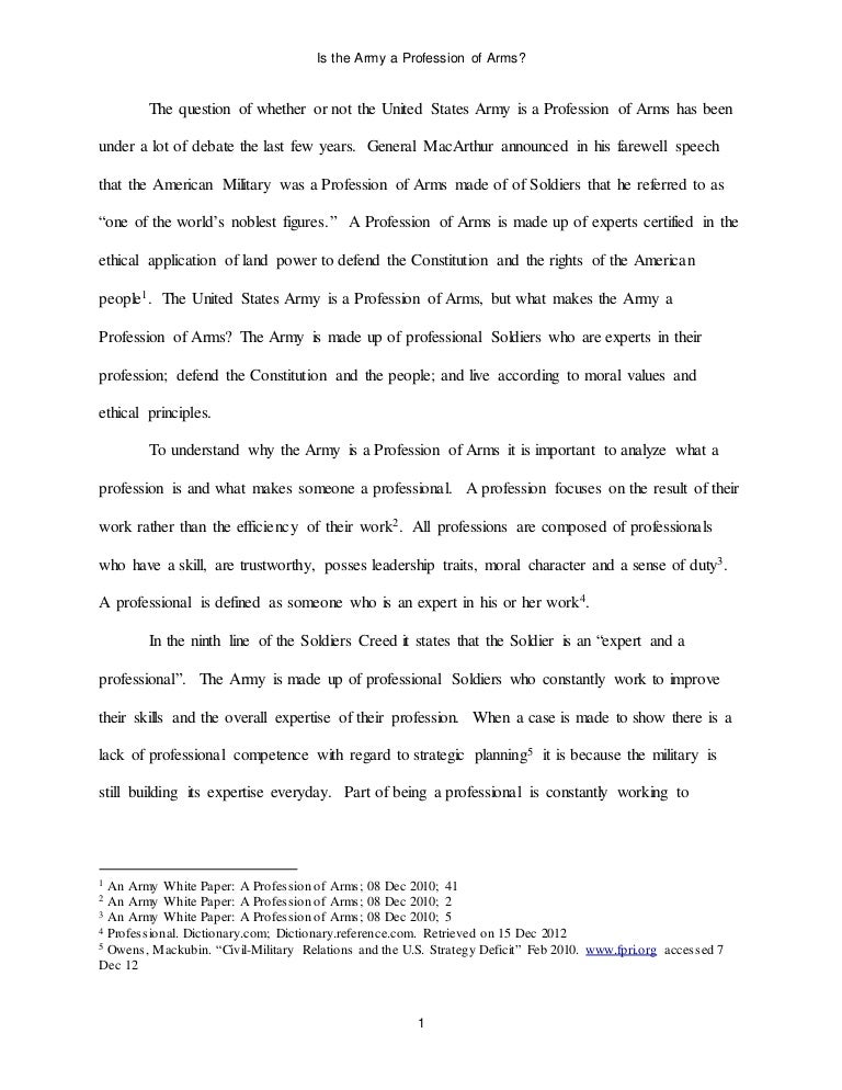 army profession of arms essay